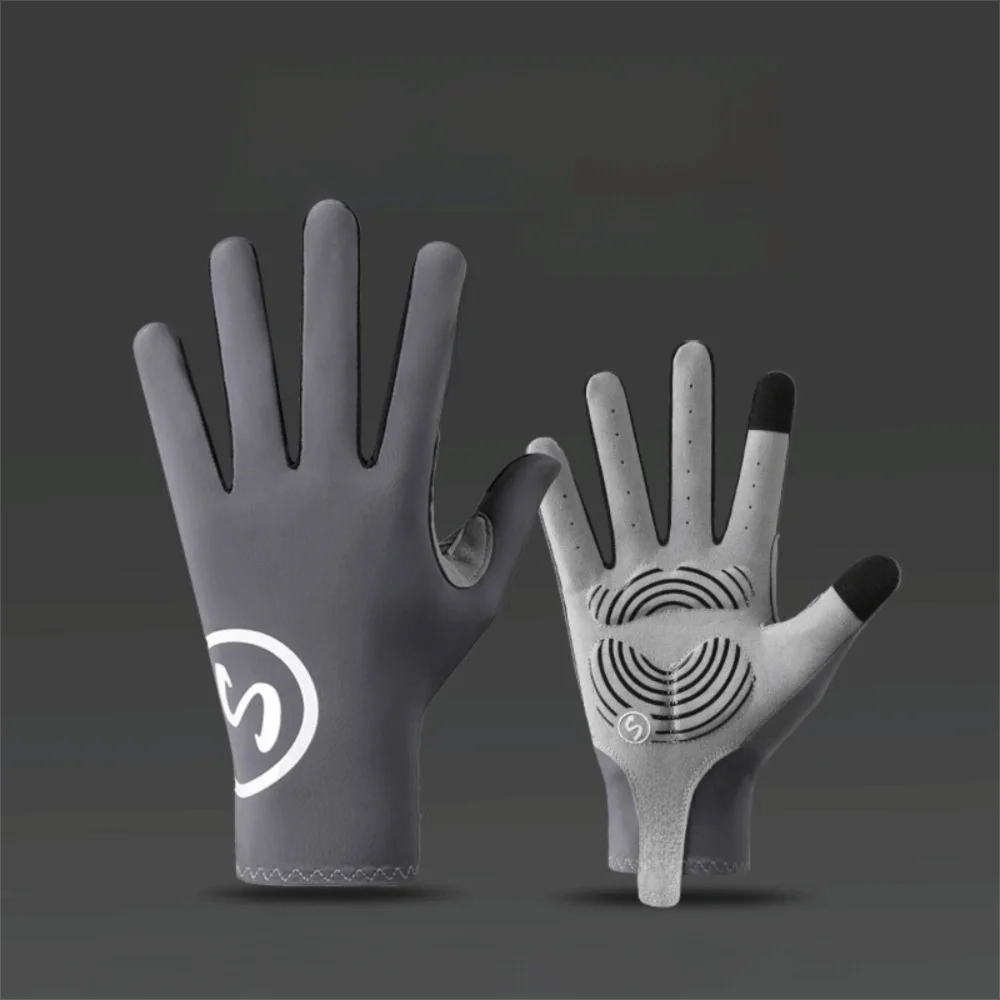 Guanti da ciclismo antiscivolo delicati sulla pelle Guanti sportivi touch screen con dita intere Guanti da bicicletta antivento traspiranti MTB