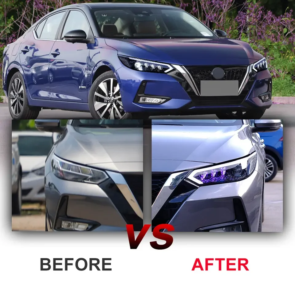 

Pair Of Car Headlight Assembly For Nissan Sylphy Sentra 2020-23 LED Flowing Water Flicker Plug and Play Head Lamp DRL Headlights
