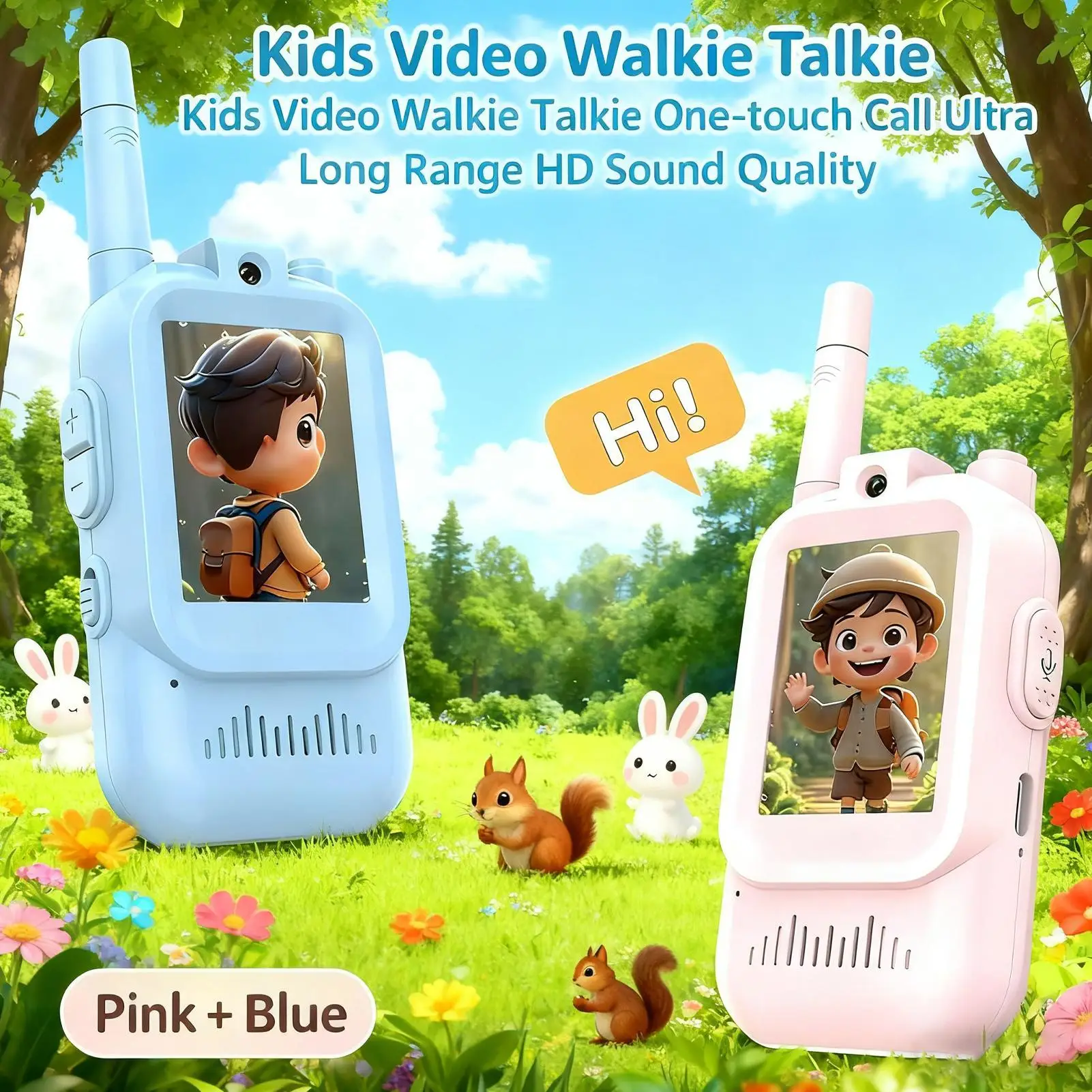 

Rechargeable Walkie Talkies for Kids Portable Intercom Outdoor Toy Wireless Children Intercom for Boys Girls Children Outside