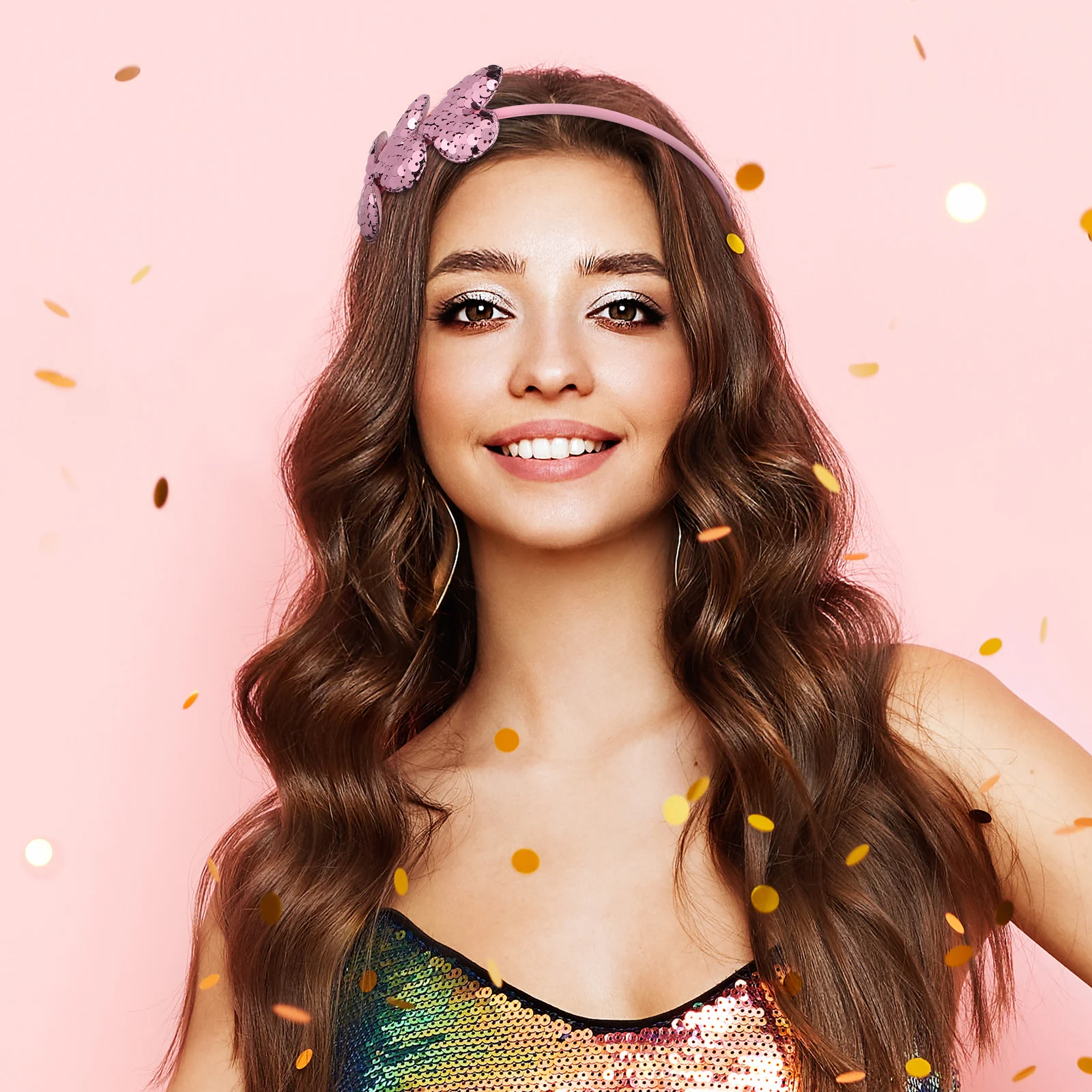 2 قطعة عصابات الحب عيد الحب بريق الترتر القلب رباط شعر للنساء اكسسوارات حفلات الزفاف خوذة سباركلي #1