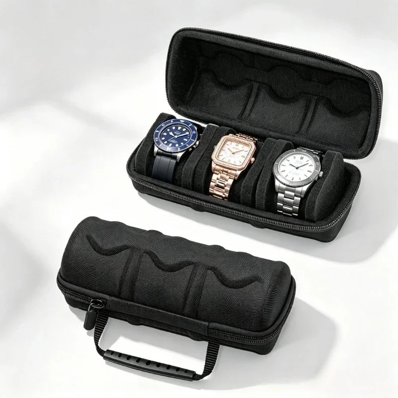 Portable Hard Shell Watch Storage Case 5-Slot Organizer for Apple/ Huawei/ Xiaomi Smartwatches with Soft Sponge Insert Anti-Shoc