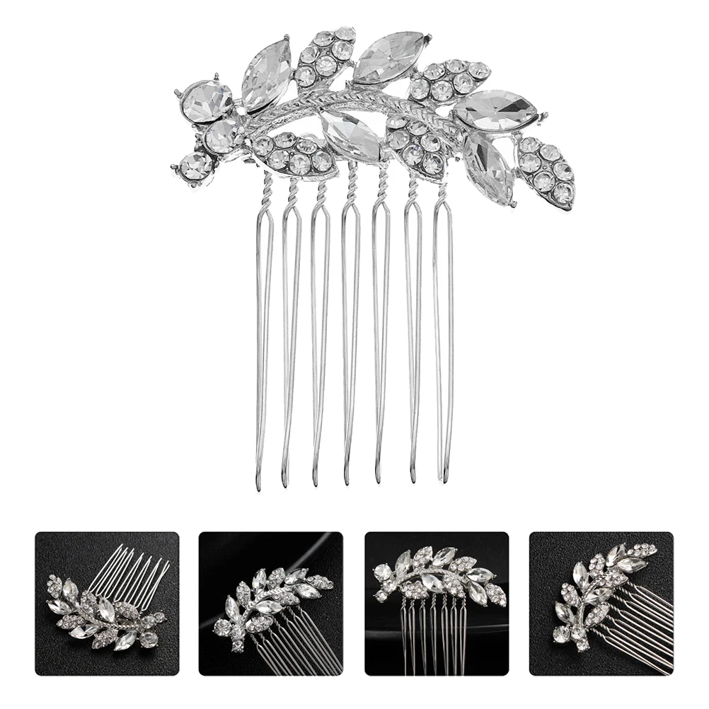 

Bridal Rhinestone Hair Comb Alloy Decorative Silver H made Beaded Hair Accessories for Women Wedding Party Dance