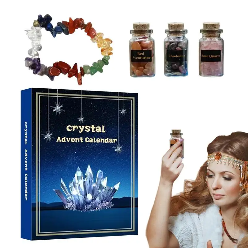 Christmas Crystal Advent Calendar 24 Days Countdown to Christmas Calendar Crystals Countdown Playset Crystals Chips Bottles Set