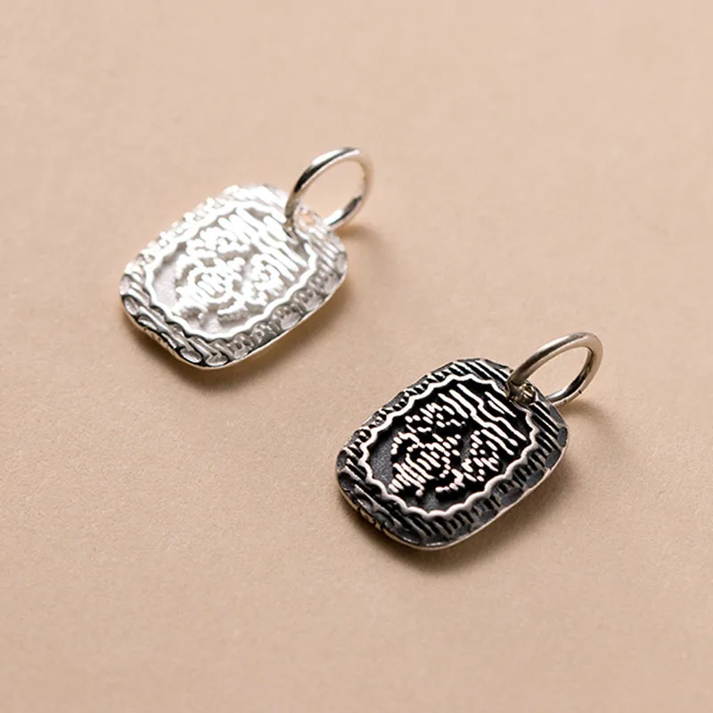 1pc/Lot 925 Sterling Silver Vintage Zaki Ram's Five Scriptures Pendants 11.5x9mm Tibetan Style Unisex Jewelry Charms DIY Crafts