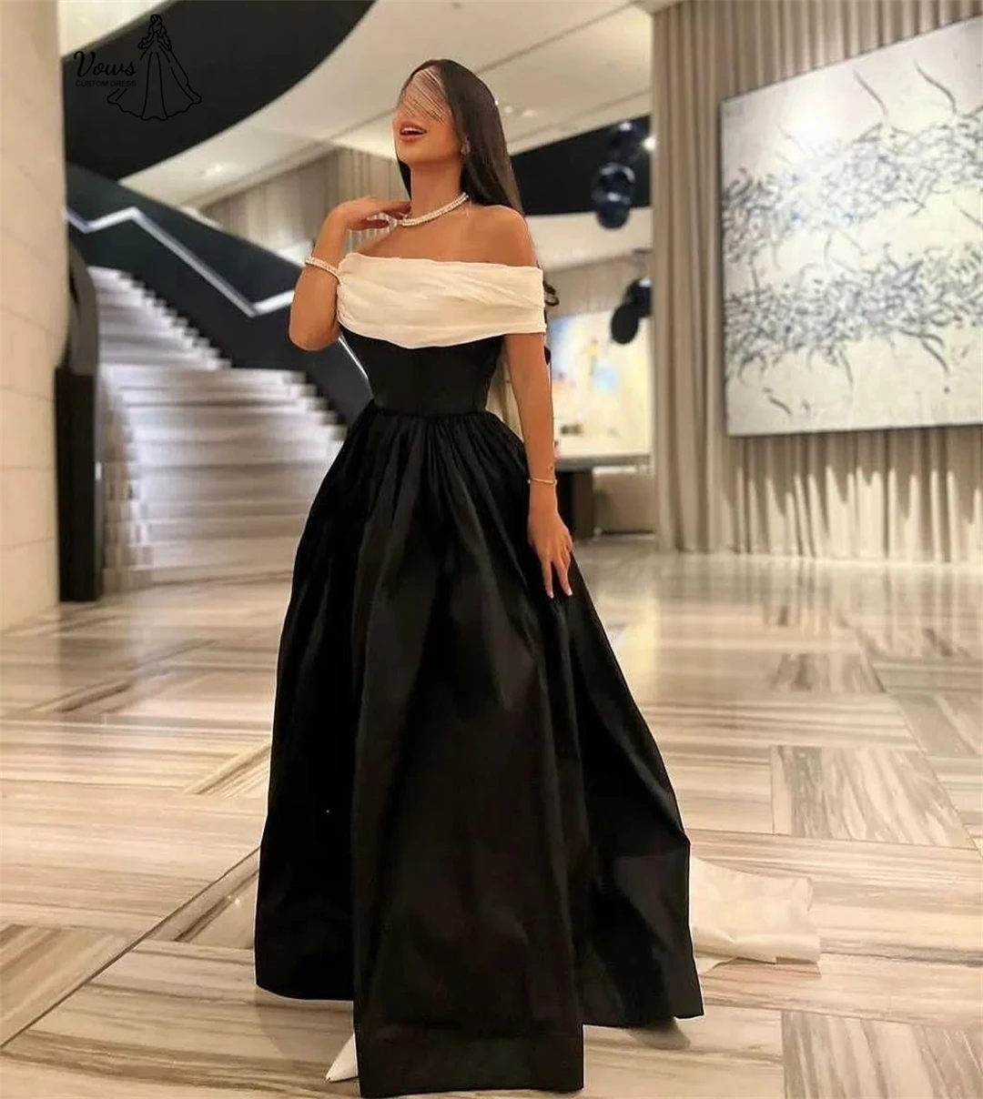 ชุดราตรีสั่งตัดพิเศษ Vows ปี 2025 ชุดเดรสออกงานหรูหราสำหรับผู้หญิง ปี 2025 ผ้าซาตินสีตัดต่อ ทรงเอ สายเดี่ยวแบบคลุมไหล่ สำหรับงานเลี้ยง