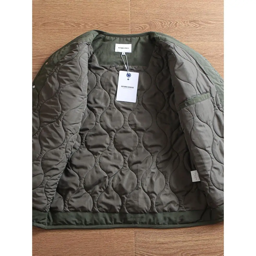 سترة شتوية رجالية سميكة خفيفة الوزن من القطن بياقة على شكل V مبطنة ملابس خارجية عادية دافئة شعبية للشباب بأكمام طويلة من أليا... #5