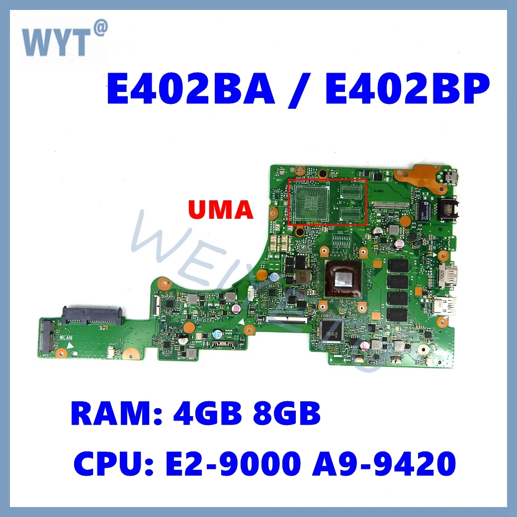 

E402BA Mainboard For ASUS L402BA X402BP F402BA E402BP F402BP L402BP X402BA Laptop Motherboard 4GB 8GB-RAM E2-9000 A9-9420 CPU