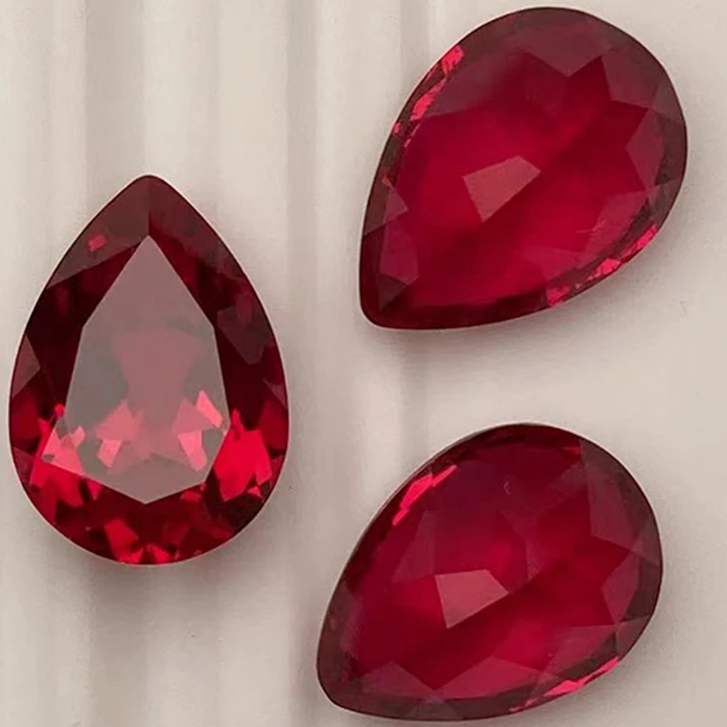 جميلة روبي الكمثرى الأوجه قطع موه صلابة جوهرة حمامة الدم روبي الأحجار الكريمة DIY بها بنفسك صنع المجوهرات/جمع جوهرة الخرز