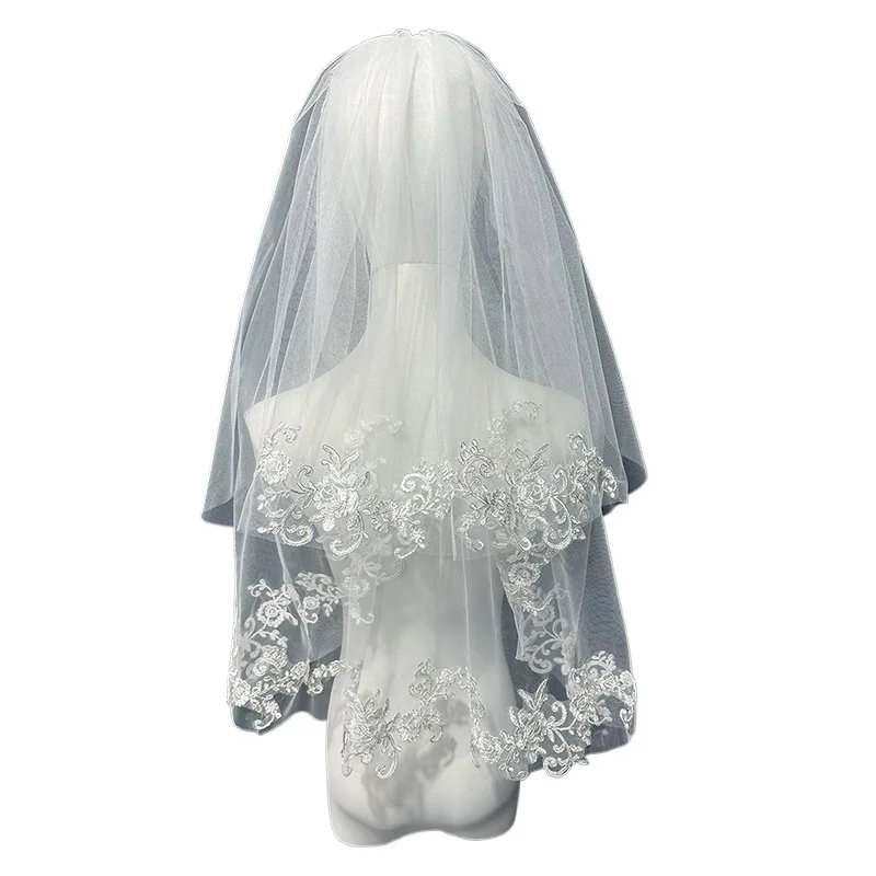 sposa-matrimonio-abito-da-sposa-principale-velo-certificato-registrazione-breve-foto-velo-doppio-pizzo-velo-di-pizzo-accessori