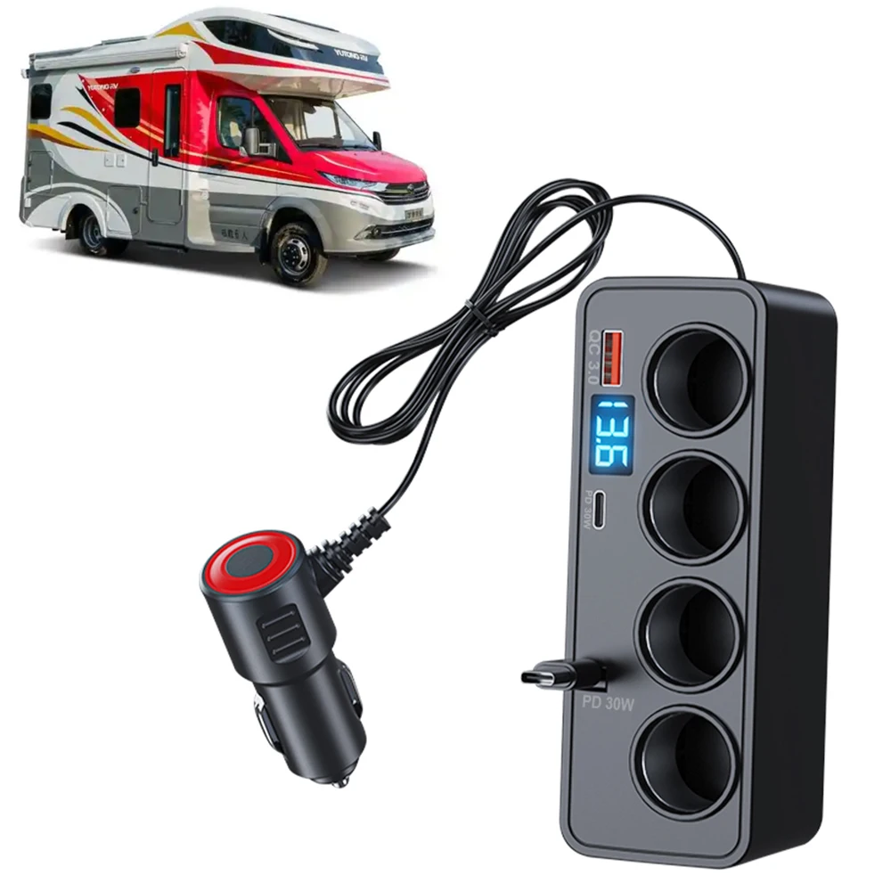 

Автомобильный автофургон, грузовик, прицеп, цифровой дисплей, автомобильное зарядное устройство, многофункциональный USB-адаптер для быстрой зарядки, универсальный адаптер QC3.0 + Type-C