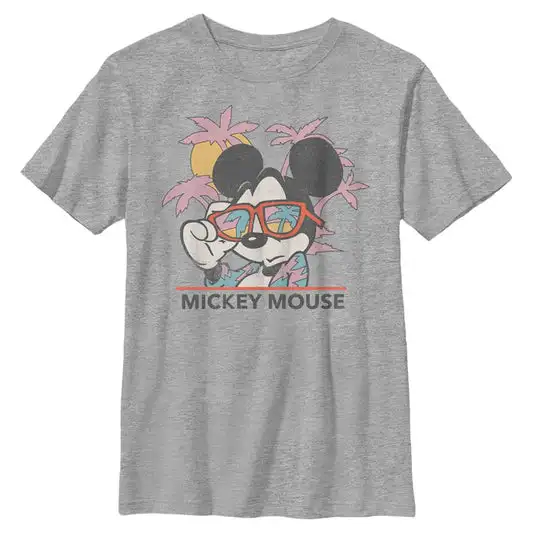 

Mickey Mouse Summer Vibe T Shirt 2025 New Cotton Tee Men Casual Wear with Sunglasses Palm Tree Design Disney Cartoon Graphic