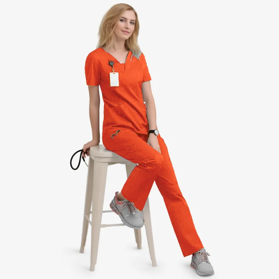 Conjunto médico de manga corta para Hospital, uniforme de enfermería, cómodo, con cuello en V