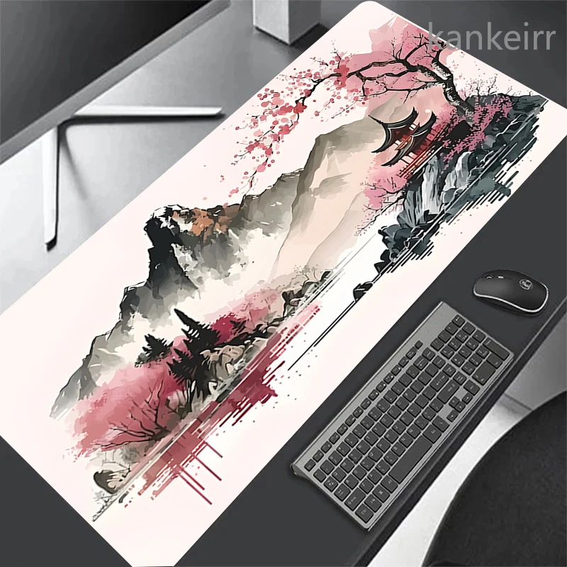 Sakura Scenery Mouse Pad Large Anti-Slip Rubber Gaming MousePad Durable Desk Pad Thick Seam Edge Suitable for Office and Gaming