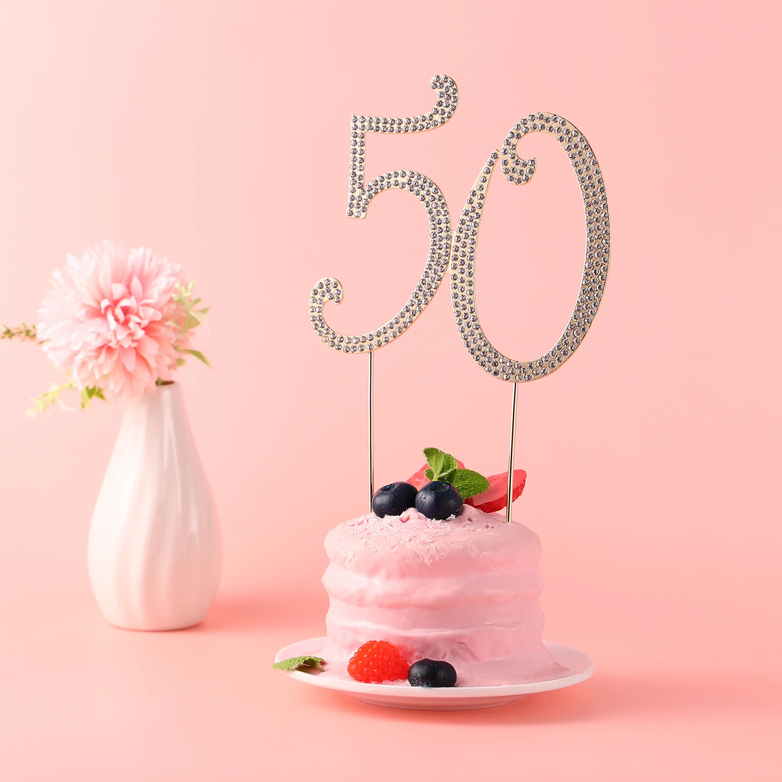 Birthday Cake Toppers Decorations Number 50 Bling Party for 50th Embellishing Decorate Miss