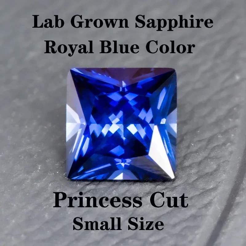 

NEW Lab Grown Sapphire Princess Cut Royal Blue Color Top Charms Gemstone DIY Ring Necklace Earrings Main Materials with Certific