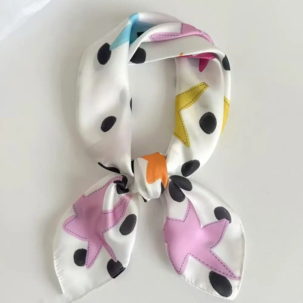 

All-match Printed Star Print Scarf Y2K Geometric Shape Leopard Print Silk Scarf Korean Hip Hop Punk Bandana Beach