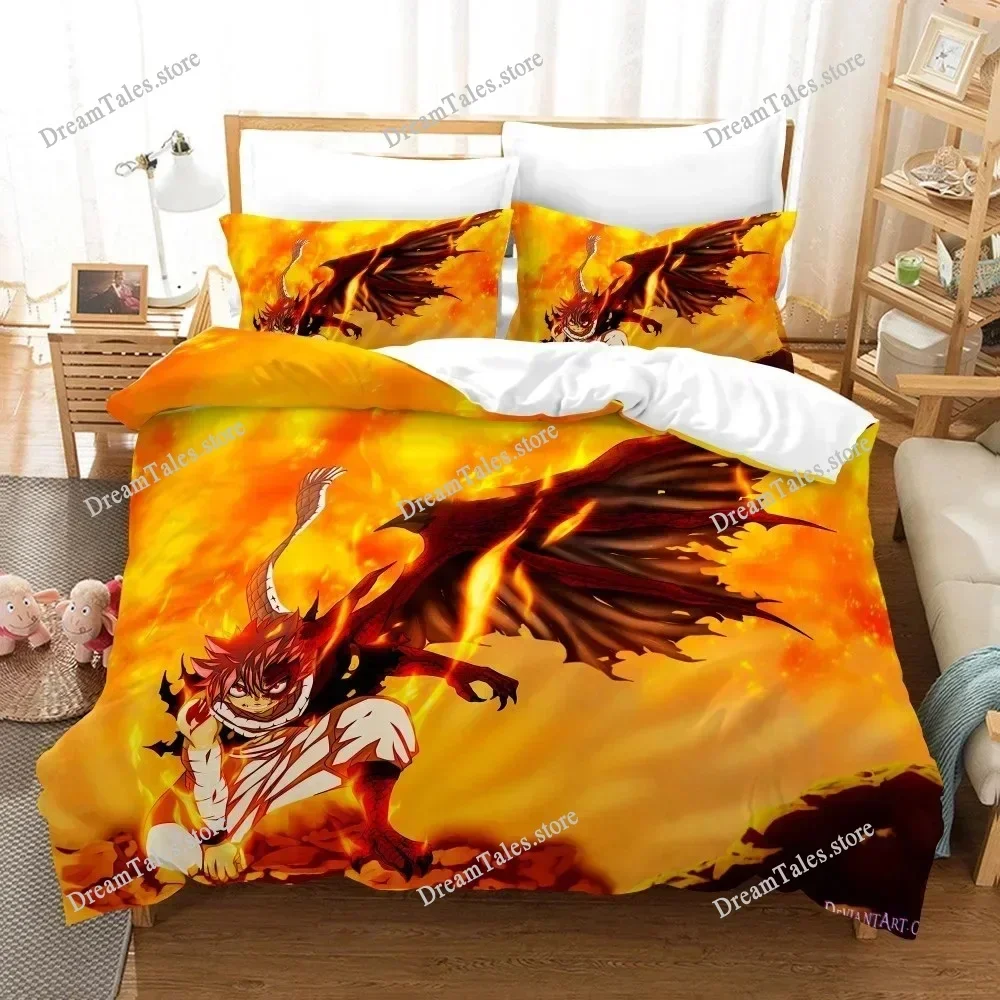 

3D Printed Anime Fairy Tail Natsu Bedding Set Boys Girls Twin Queen Size Duvet Cover Pillowcase Bed Kids Adult Home Textile741