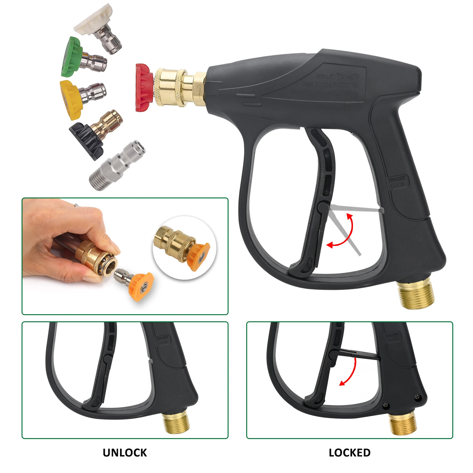 Pressure Washer Water Gun for Car Cleaning Hose Connector For Karcher Nilfisk Parkside Bocsh Quick connector nozzles