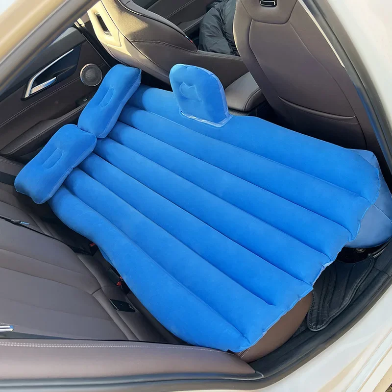 Cama inflable de tela ambiental flocada para coche, cojín de aire, cama portátil de viaje para la mayoría de los coches pequeños, ultrasuave