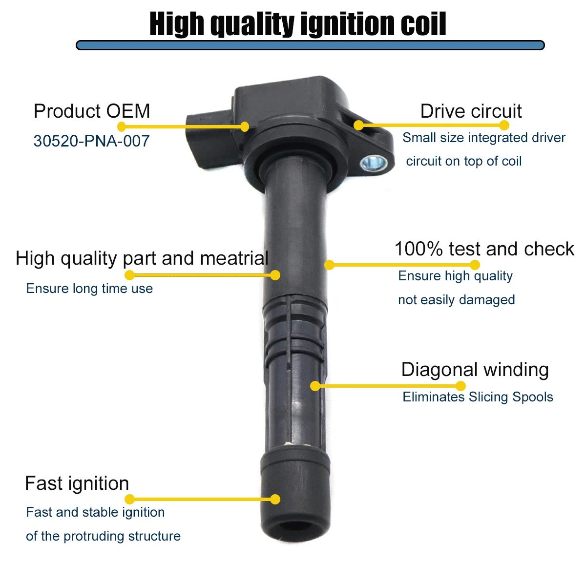 30520-PNA-007 Ignition Coil For Honda Civic 2.0L Element 2.4L 2002 2003 2004 2005 2006 2007 2008 2009 2010 2011 CR-V Acura UF311