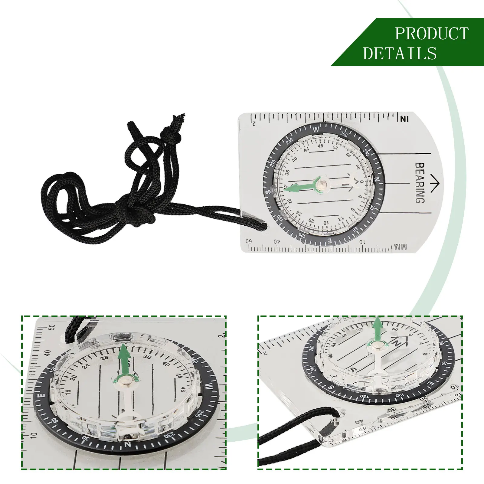 Multifunctional Lanyard Ruler for compass High Accuracy, Protractor, for compass And for compass For Measuring Directions On
