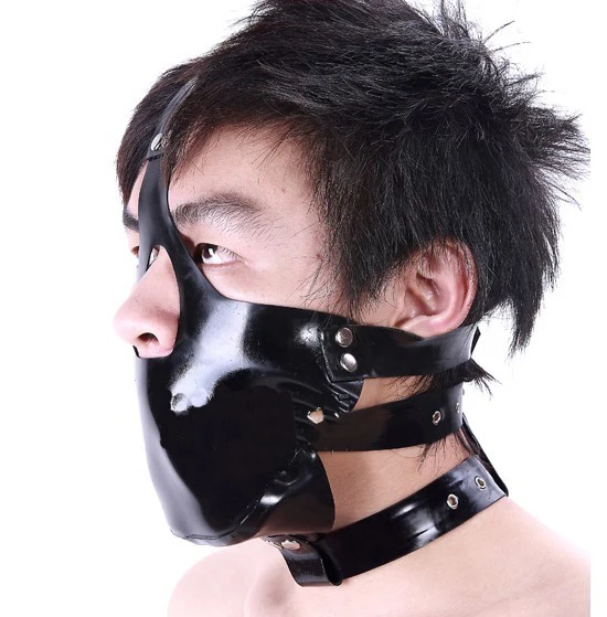 

100% Gummi Rubber Mask latex black mask cosplay party Sexy rivets xs-xxl 0.45mm