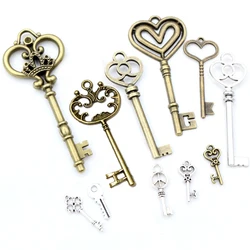 Charms Vintage Key Bronze Antique Silver Color Bronze Plated Pendants Making DIY Handmade Tibetan Finding Jewelry