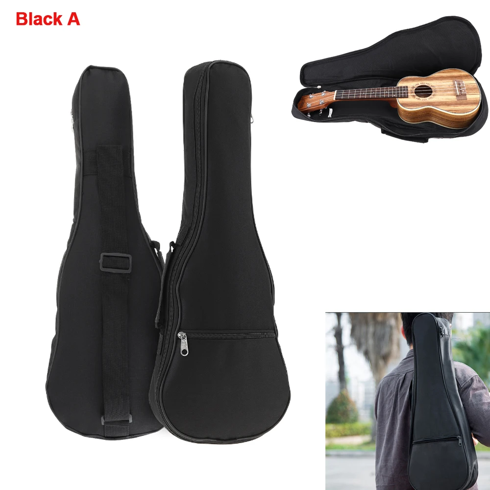 21 Inch Black Portable Ukulele Bag Soft Case 600D Oxford Fabric Monolayer Bag Single Shoulder Backpack Padded