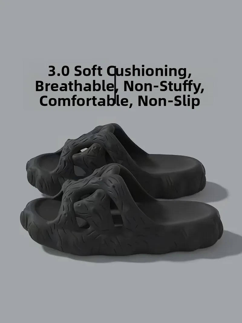 

Thick Bottom Men's Slippers Outdoor Wear Soft Bounce Sensation Increased Height Clog Creative Anti-Slip Trendy Slippers