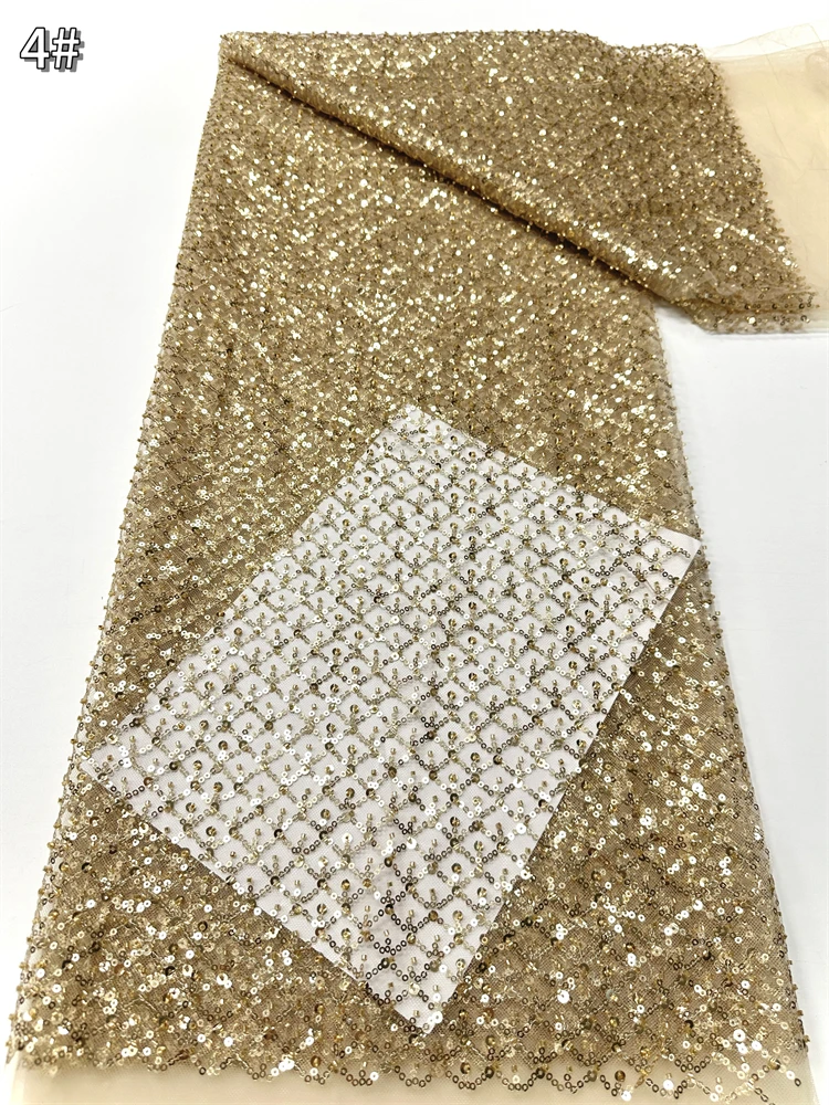 

Новейшая элегантная африканская кружевная тюлевая ткань с бисером, 2021, французская кружевная ткань с вышивкой блестками для платьев, свадебных женщин, материал