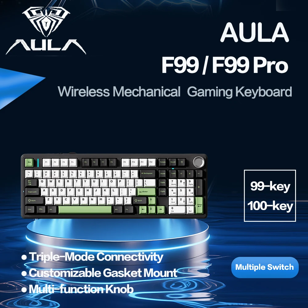 

AULA F99/F99Pro Custom Mechanical Keyboard Gasket Structure Full Key Hot Swappable Wired Bluetooth Wireless Tri Mode OfficeEspor