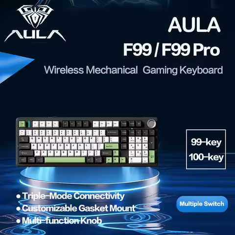 AULA F99/F99Pro Custom Mechanical Keyboard Gasket Structure Full Key Hot Swappable Wired Bluetooth Wireless Tri Mode OfficeEspor
