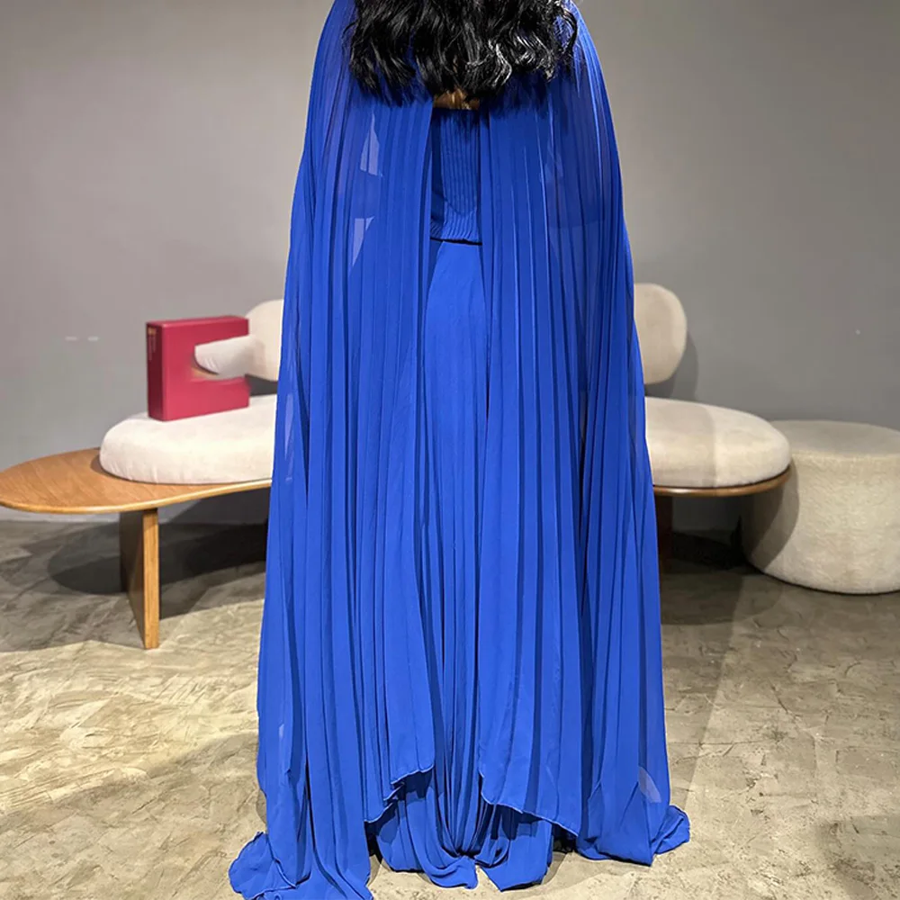 Court Train A-Line Halter shawl Temperament and High Quality Evening Dresses Floor Length Custom Size Chiffon Long Sleeves