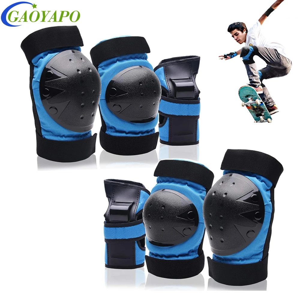 6Pcs/Set Adult Kids Knee Pads Elbow Pads Wrist Guards 3 in 1 Protective Gear Set for Skateboarding,Scooter,Biking,Multi-Sports