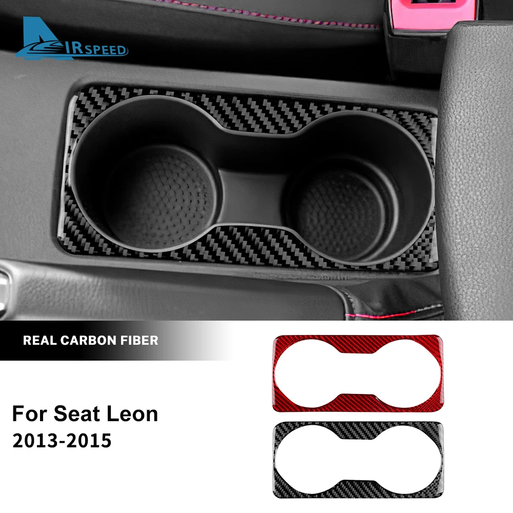 

Real Soft Carbon Fiber Sticker For Seat Leon 2013 2014 2015 LHD RHD Car Gear Cup Holder Frame Trim Interior Accessories