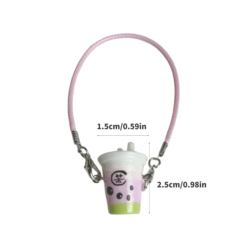 E0BF Creative Bubble Teas Cup Charm Craft Set Keychain Charm For Bag Phone Decoration