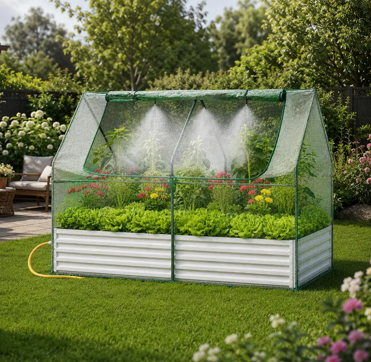 6x3x1 FT Raised Garden Bed with PE Cover & Self-Watering System