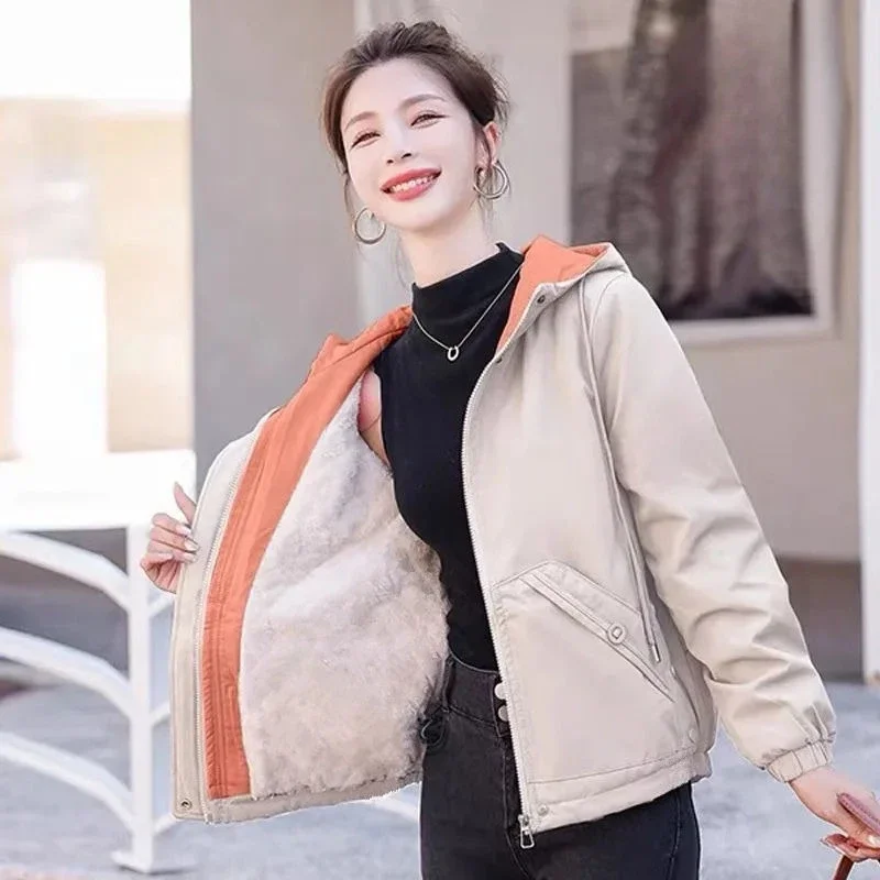 Korean Style Women's Parka Coat 2025 Thickened Cotton Padded Jacket with Patchwork Stylish Winter Outerwear for Everyday Wear