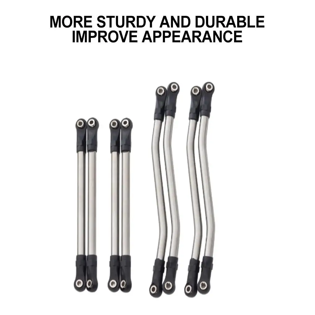 RCGOFOLLOW 8Pcs Stainless Steel Links Suspension Linkage 1/10 RC Crawler Car Axial Capra 1.9 UTB AXI03004 Upgrade Parts