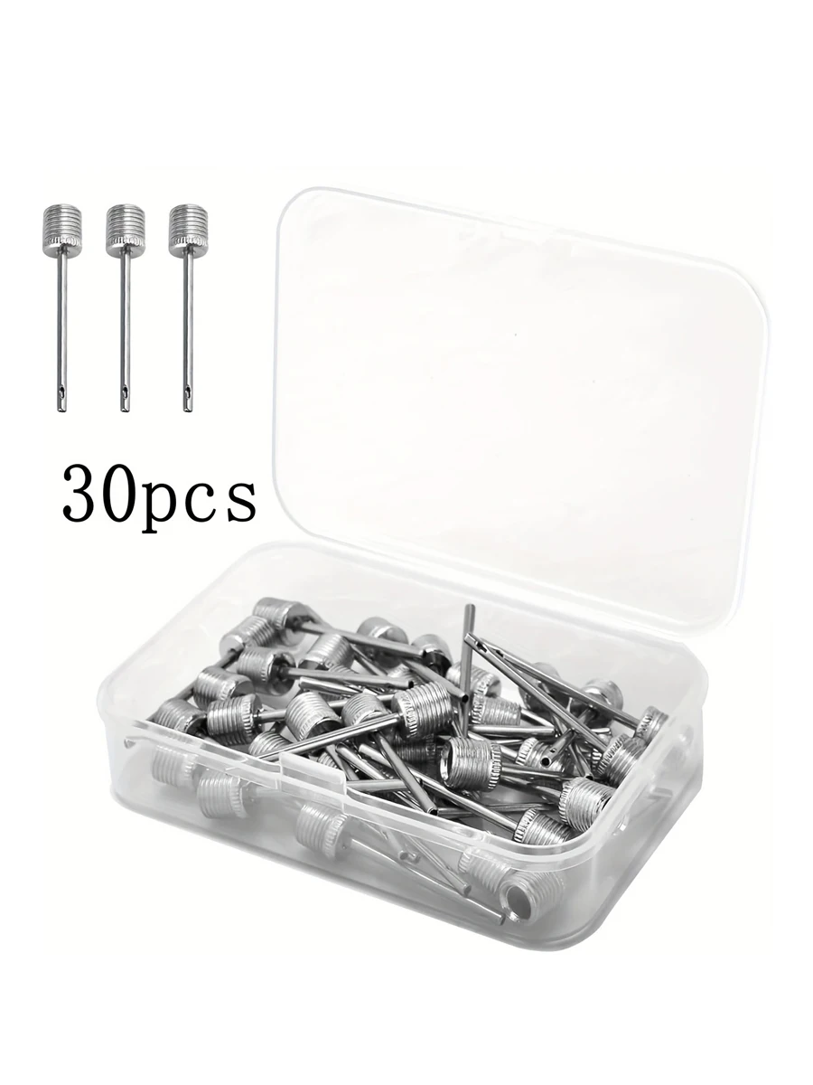 Aiguilles de pompe à ballon de Sport, 30 pièces, pour gonfleur de Football, basket-Ball, adaptateurs de broches de pompe à Air en acier inoxydable