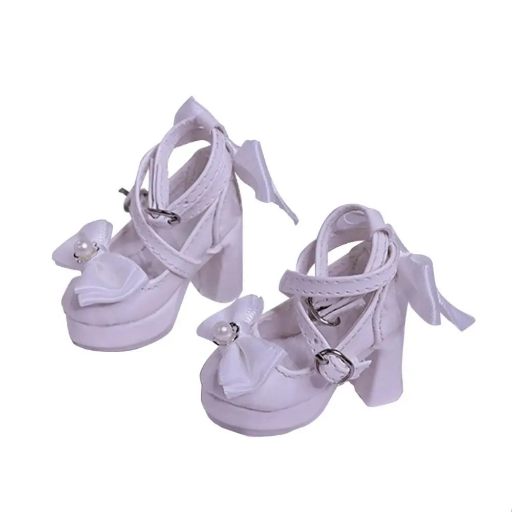 

1 пара туфель принцессы 1/3 и 1/4 BJD, туфли на высоком каблуке с бантом и жемчугом, туфли из искусственной кожи, милые роскошные модельные туфли, аксессуары