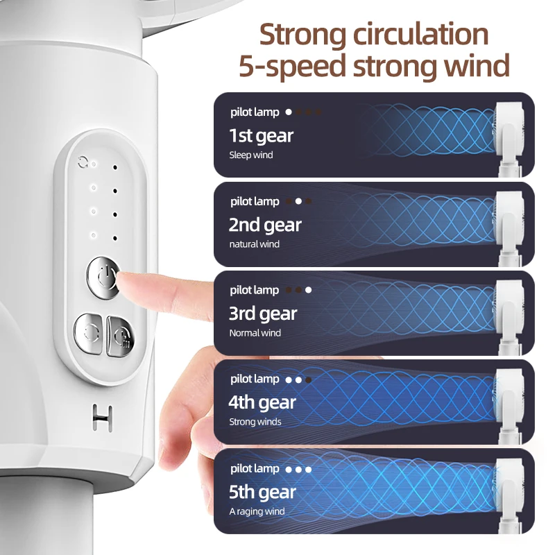 Venta al por mayor ventilador de torre de enfriamiento 3D recargable USB/control remoto alimentado por batería Pedestal de altura ajustable para baño Hotel