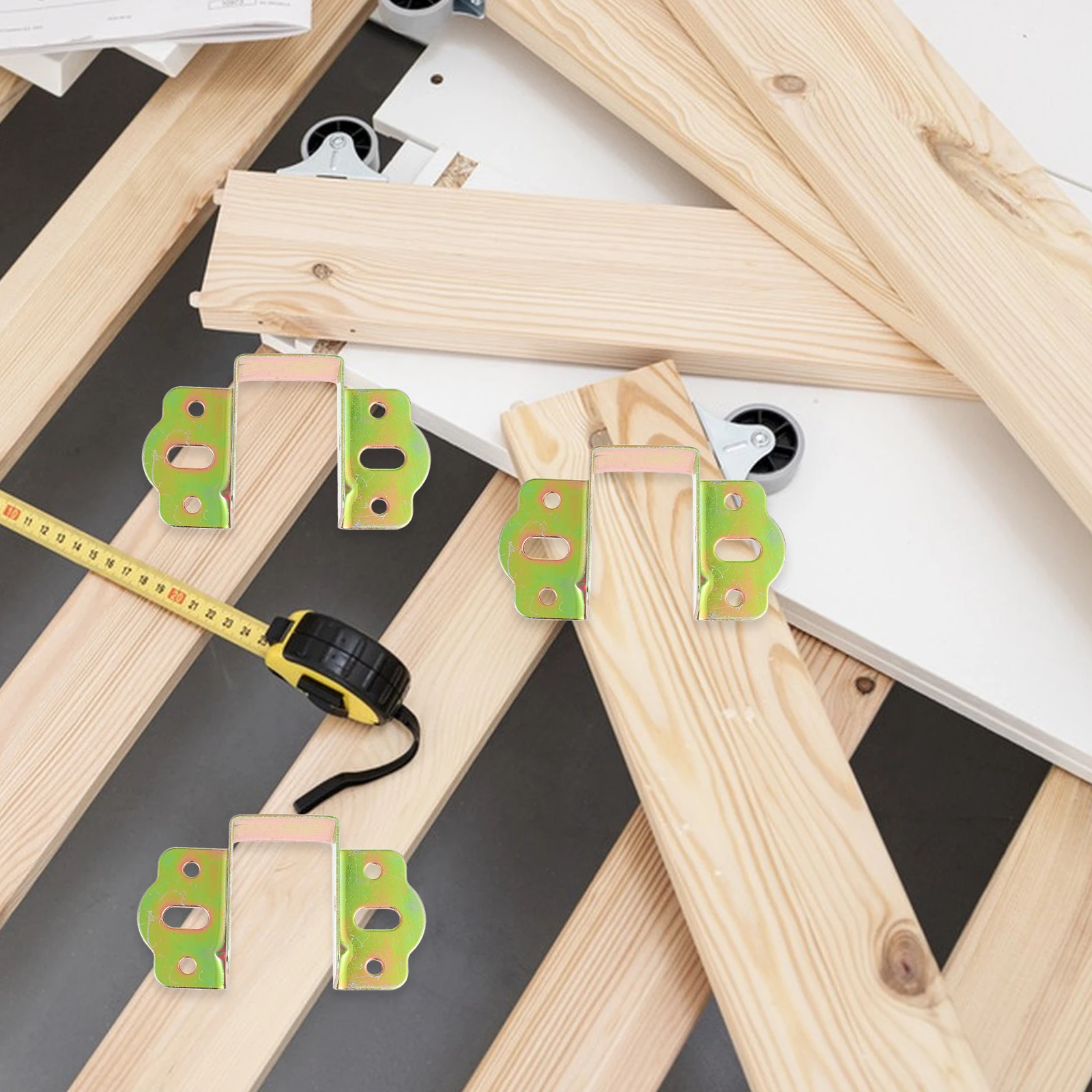 

4pcs Rail Fasteners Metal Thickened Frame Hardware Brackets Reusable Iron Bed Rail Connecting Fittings Bed Furniture Parts