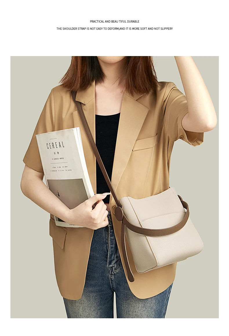 Foxer Split Leder Dame Umhängetasche Frauen große Kapazität Eimer Umhängetasche Top-Qualität stilvolle Handtasche elegante Tasche – Detail 4