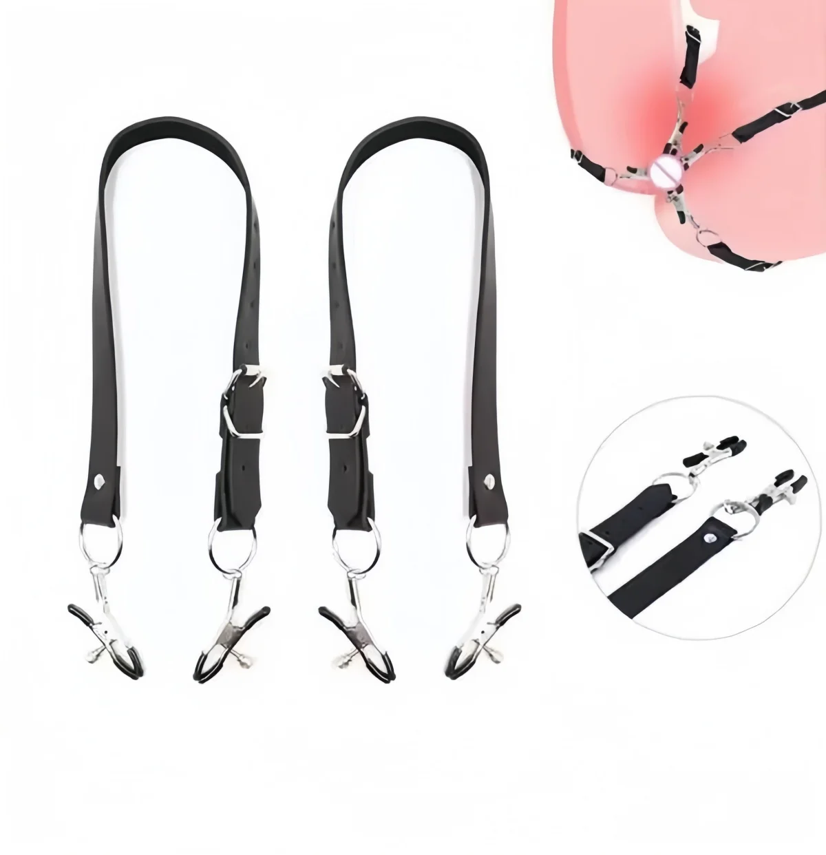 محفز المهبل المفتوح للنساء Bdsm عبودية الشفرين مفرشة كليب الثدي الحلمة المشابك الجلدية الرقيق الوثن البظر الجنس لعب