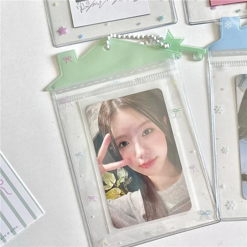 INS نمط Kawaii منزل على شكل حامل بطاقة الصورة ل 3 بوصة صور K-Pop المعبود Photocard حامل الغطاء الواقي غطاء بطاقة الهوية