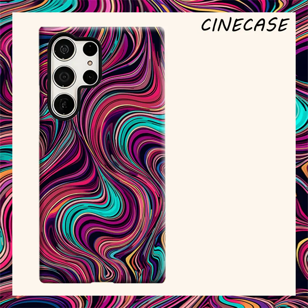Neon Swirl Fluid For Samsung Galaxy S26 S25 S24 A56 A36 Dual Layer Luxury Fashion Full Lens Protective Case