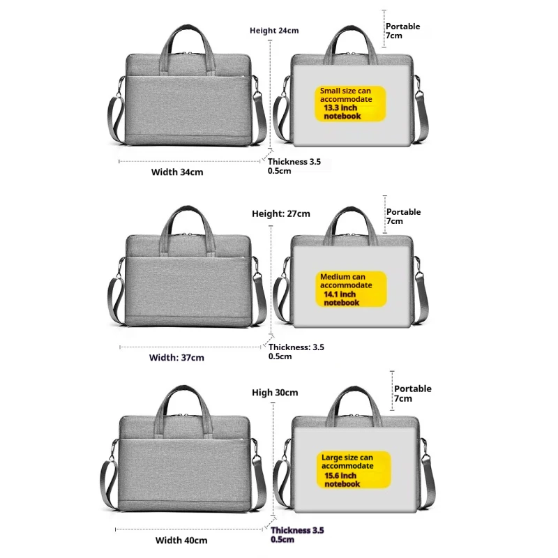 حقيبة كمبيوتر محمول، حقيبة أعمال، حزام كتف قابل للتعديل، مقبض علوي مريح - حقائب سفر وعملية للرجال والنساء