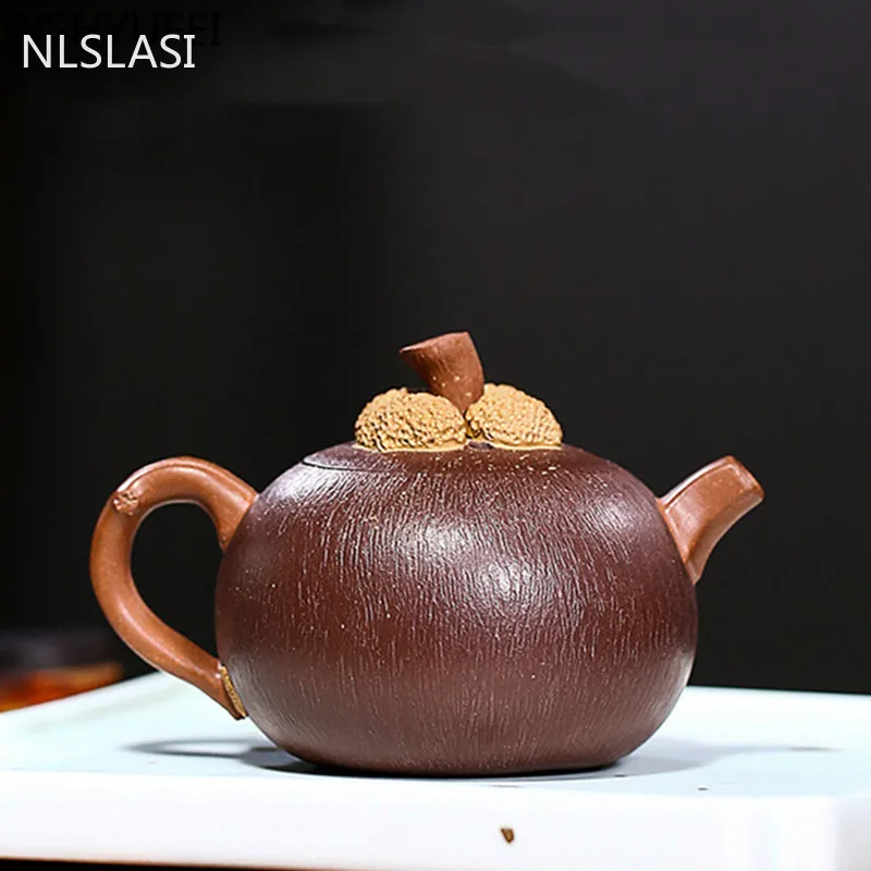 Authentic Yixing Tea Pot Purple Clay Mangosteen Shape Teapot Handmade Raw ore Beauty Kettle Chinese Tea Ceremony Customized