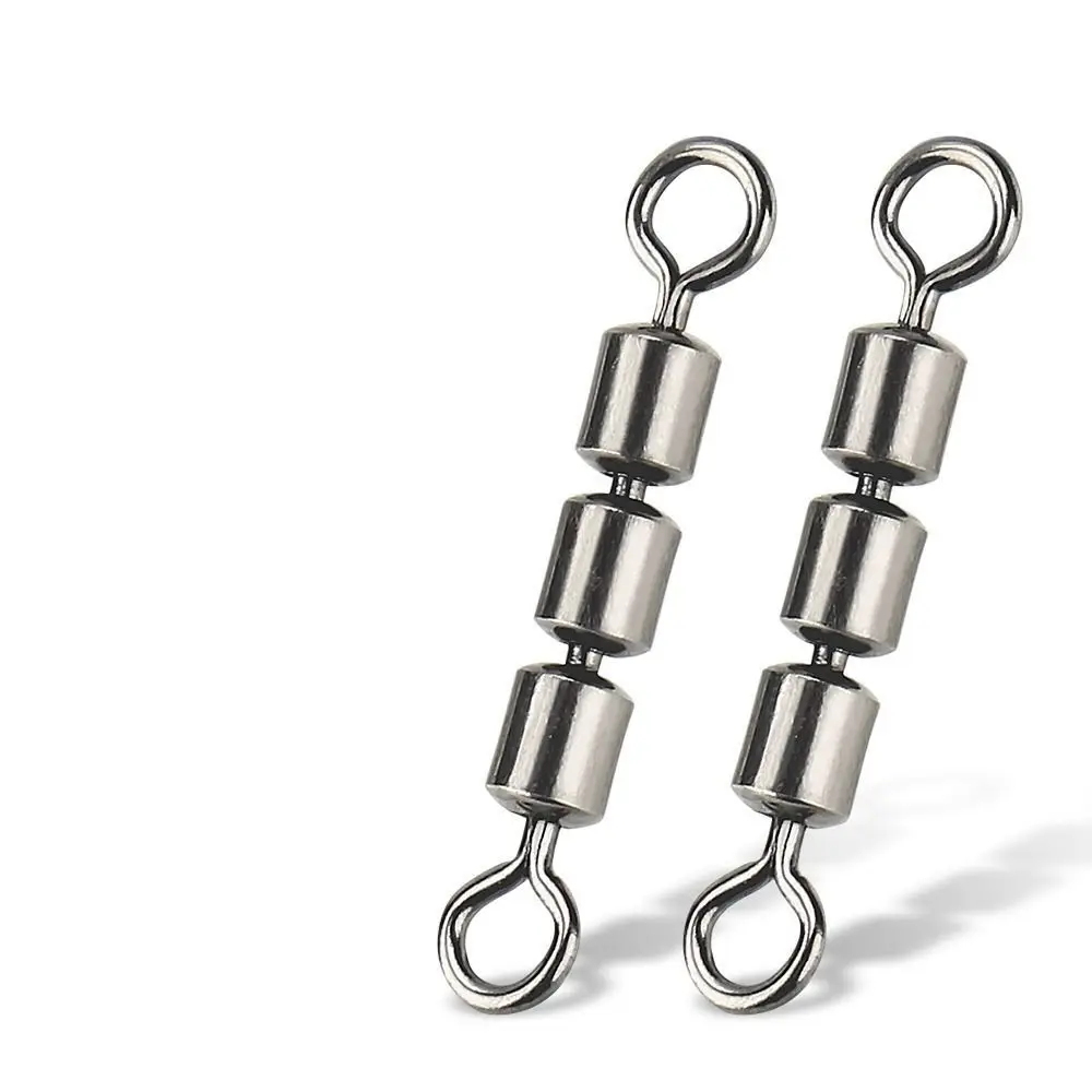 

10PCS High Speed 3 Roller Swivels Triple Bearing Rolling High Tensile Fishing Barrel Swivels Portable Quick Connect Carp Fishing